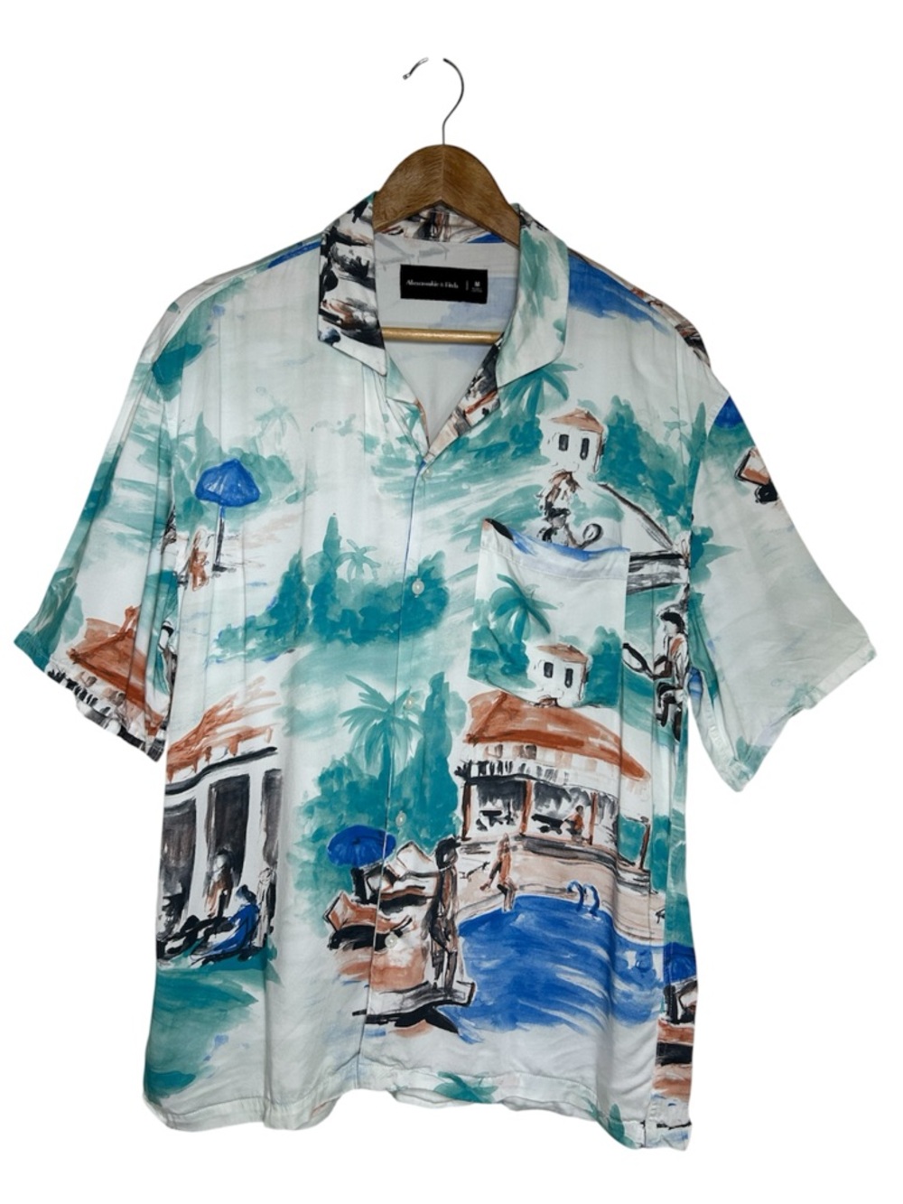 Abercrombie & Fitch Viscose Colorful Button Down relaxed shirt Resort Cruise M
